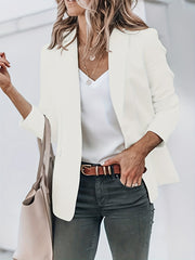 Solid Long Sleeve Blazer Open Front Lapel Blazer