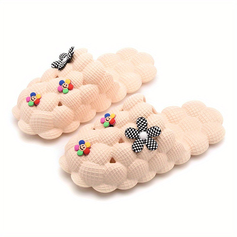 Women's Floral Slides Slippers Cartoon Bubble Slip On Shoes