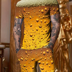 Beer 3D Pattern Men's 2 Piece T-Shirt & Shorts Set for Summer