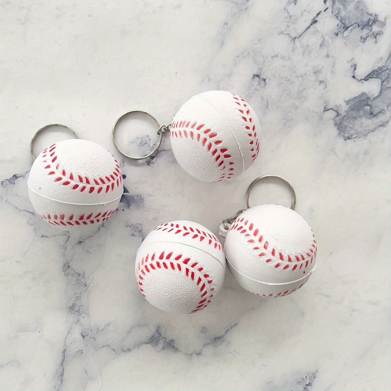 4pcs Baseball Key Chain Squeeze Toy Vent Stress Ball