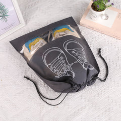 Non Woven Shoe Storage Bag Drawstring Dustproof Grey
