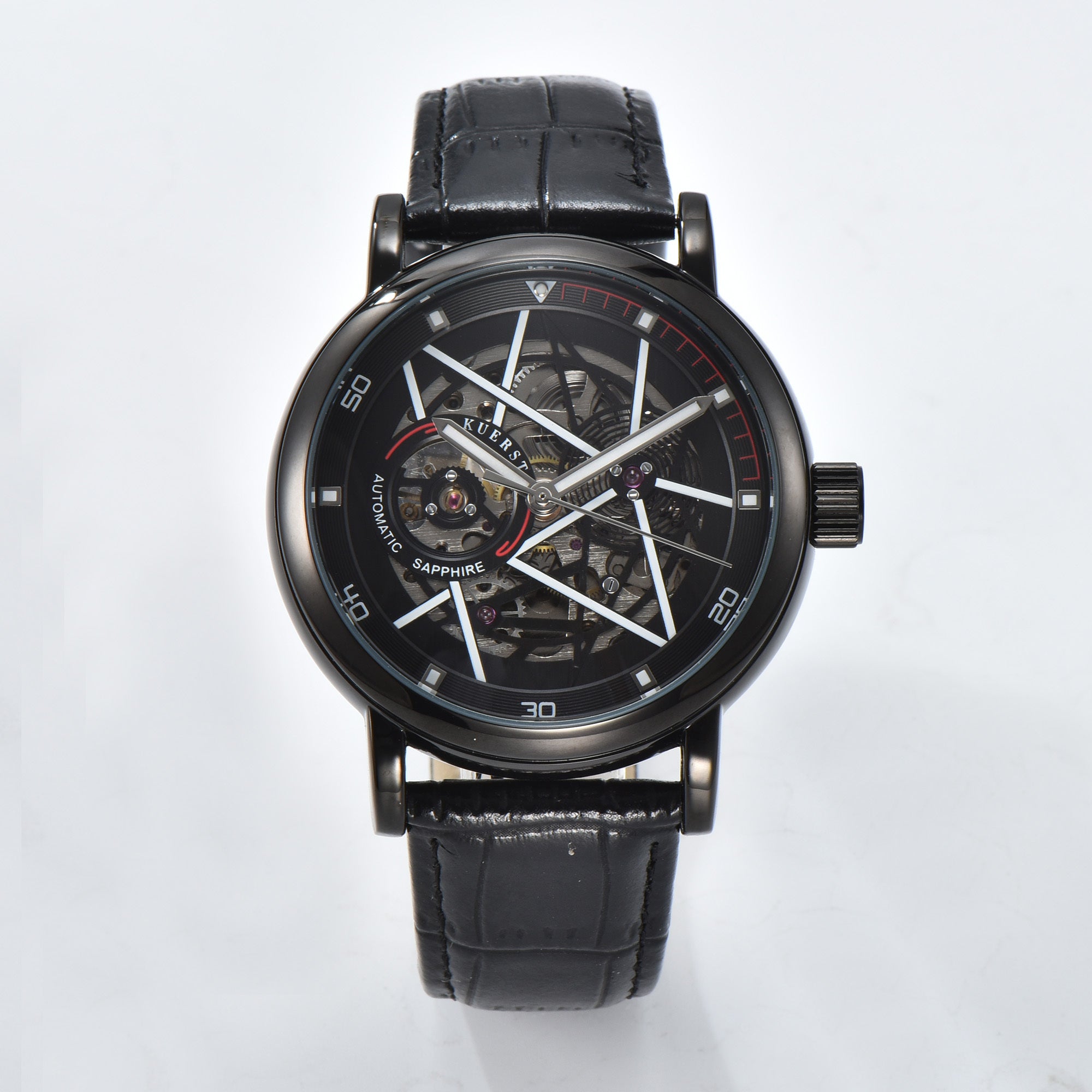 Teen's Luminous Watch Hollow 3D Dial Belt Automatic Mechanical Wristwatch