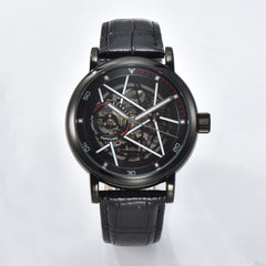 Teen's Luminous Watch Hollow 3D Dial Belt Automatic Mechanical Wristwatch