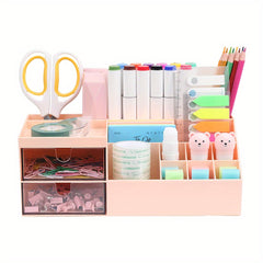 Pink Desk Storage Box Cutting Pen Holder & Accessories Plastic Stationery