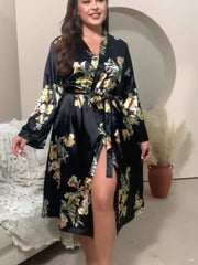 Nightgown Women's Floral Print Robe Long Sleeve