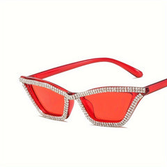 Y2K Cat Eye Sunglasses Rhinestone Tinted Glasses UV400