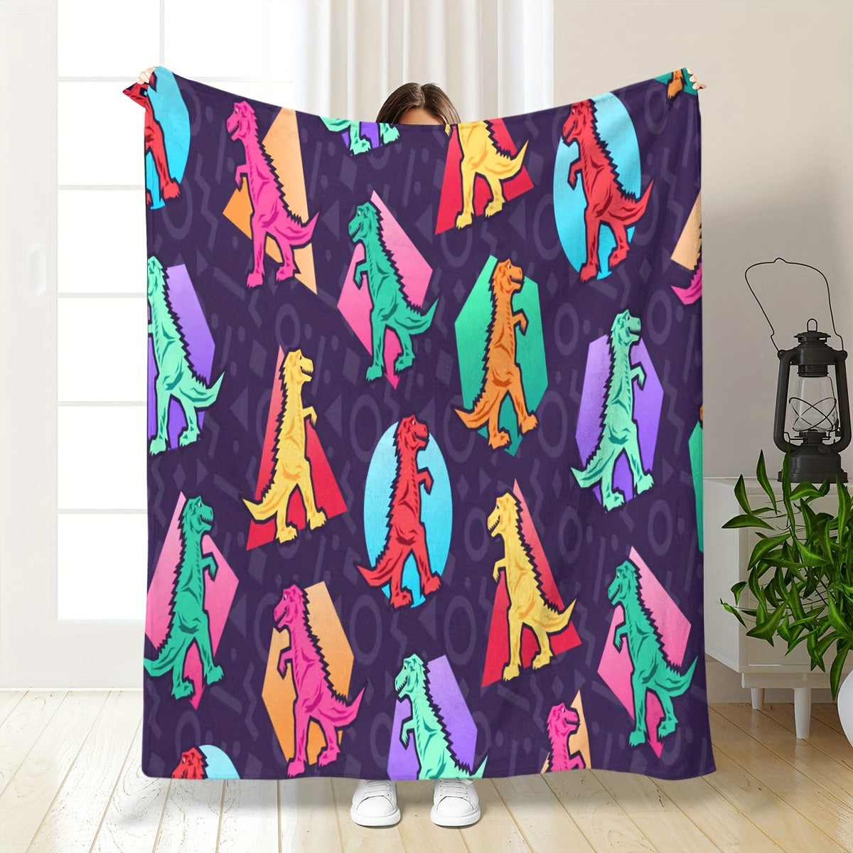 Colorful Little Dinosaur Blanket for Home & Outdoor Use