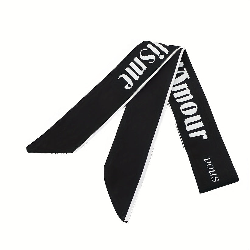 2pcs Set Skinny Scarf Long Ribbon Neckerchief Twilly Scarf For Women