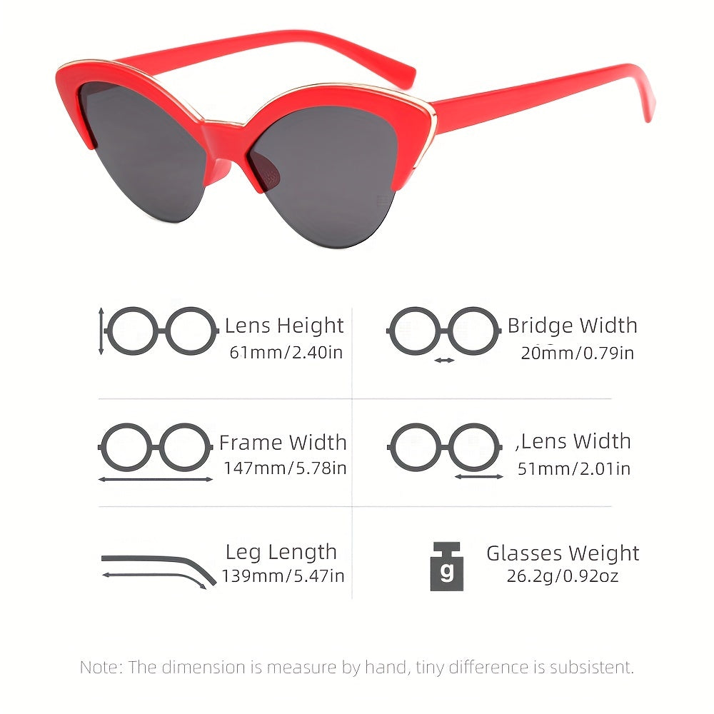 Cat Eye Semi Rimless Sunglasses Beach Party Club UV400