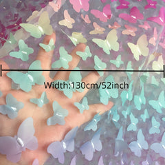 Rainbow Butterfly 3D Applique Flowers Mesh Lace Fabric 1 Yard
