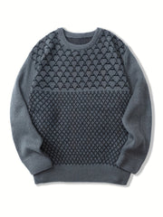Diamond Pattern Knitted Sweater Men's Casual Warm Pullover Fall Winter