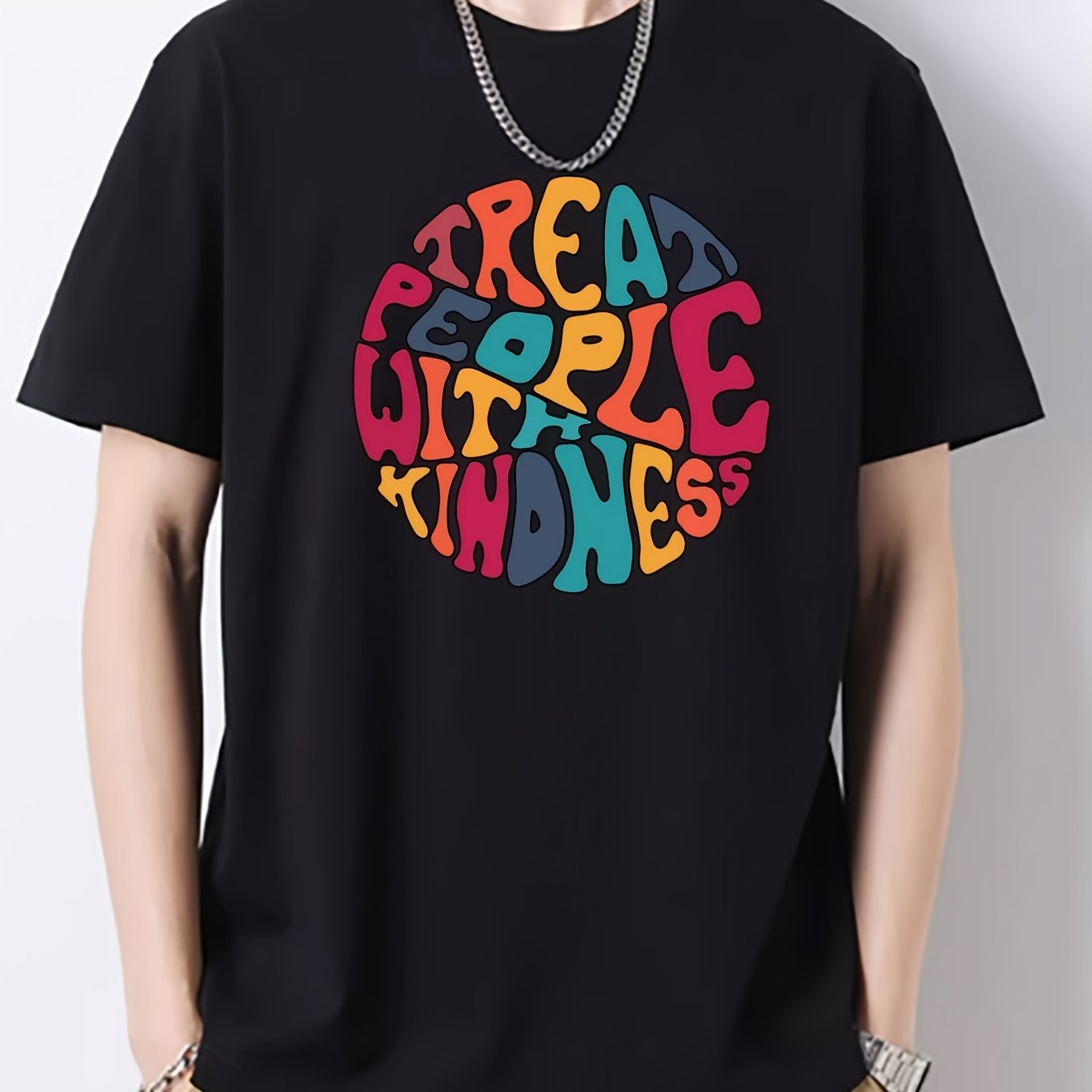 Men's Colorful Brain Pattern Print Slim Fit T-shirt