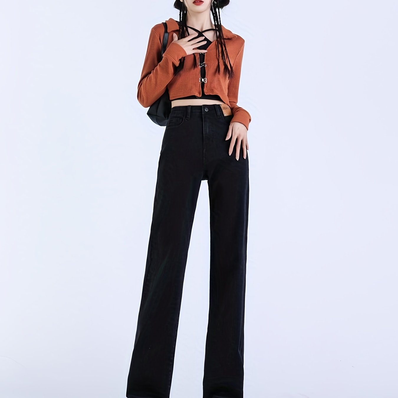High Waist Wide Leg Jeans Loose Fit
