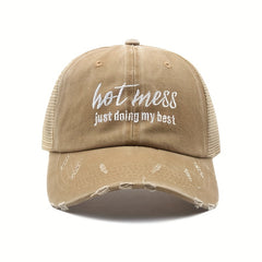 Horsetail Washed Baseball Cap Women's Cap Christmas Gift For Her