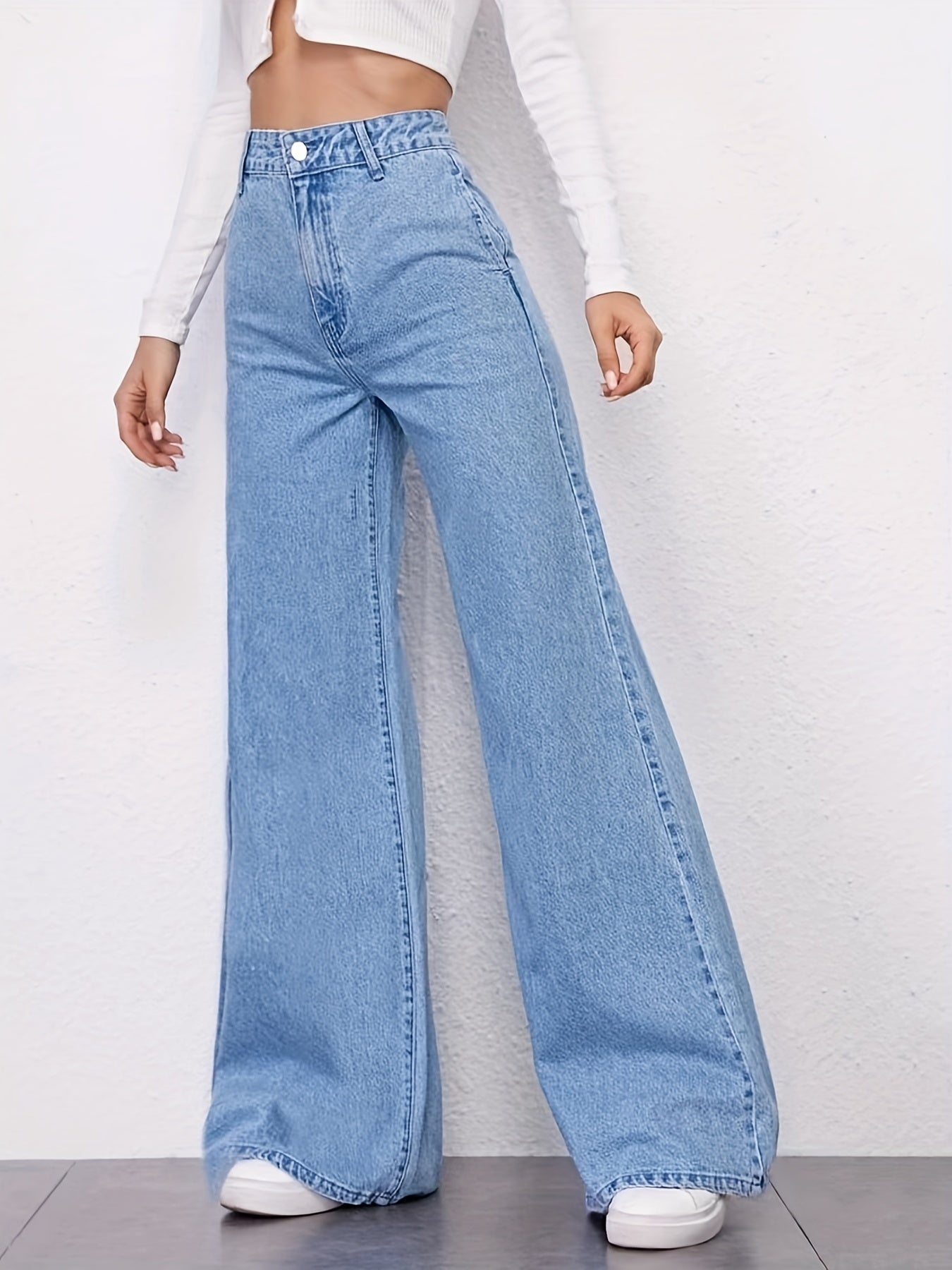 High Waist Wide Leg Baggy Jeans Women's Denim Clothing
