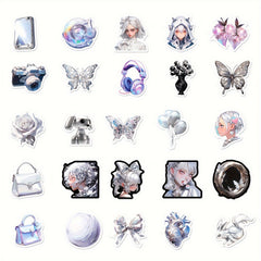 50pcs Silvery Phone Case Stickers Waterproof DIY Decoration