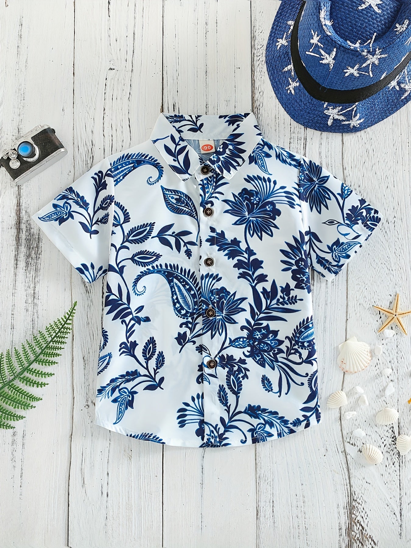 Boys Porcelain Pattern Button Up Shirt