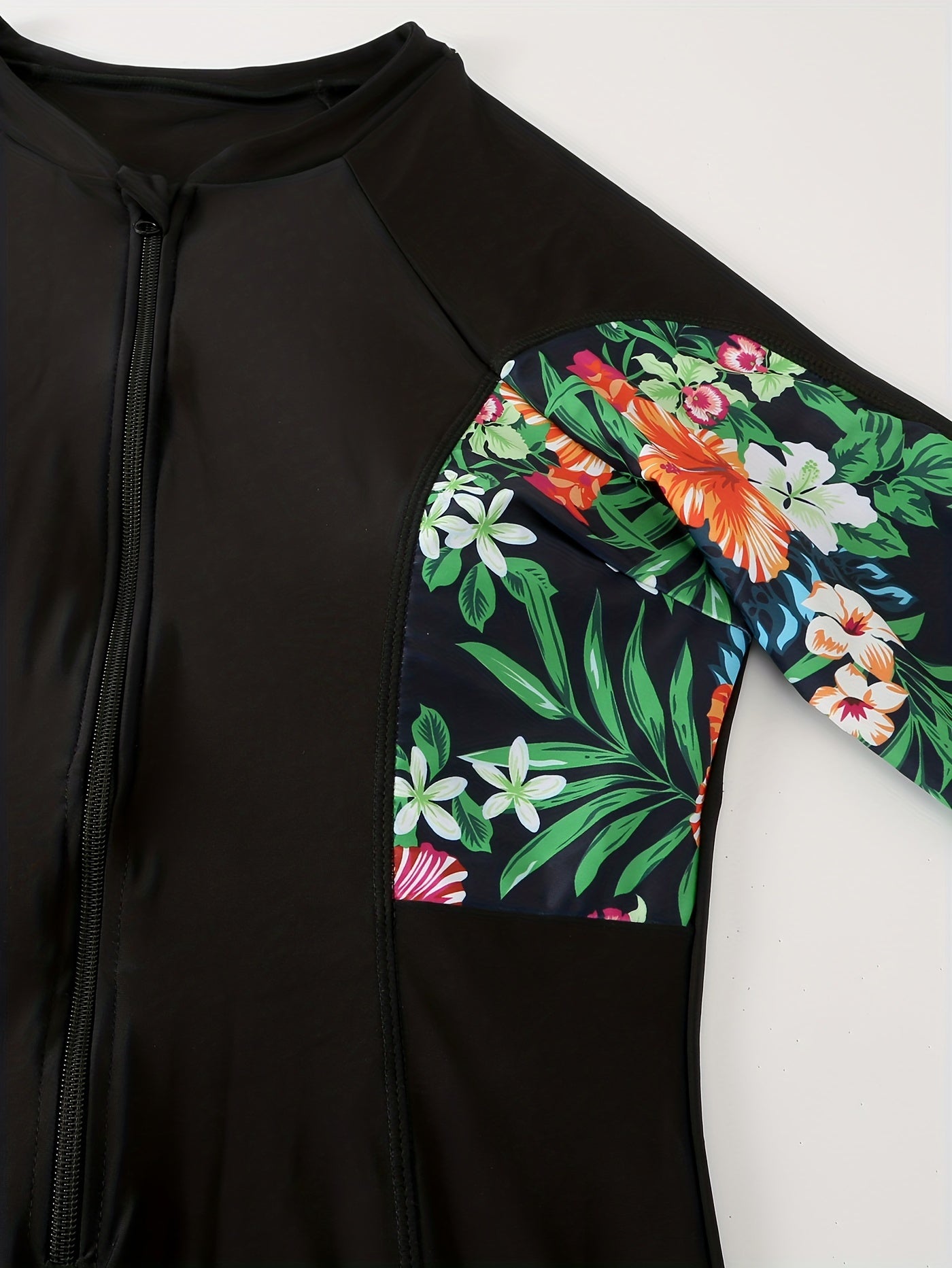 Boho Swimsuit Tropical Print Short Sleeve One Piece