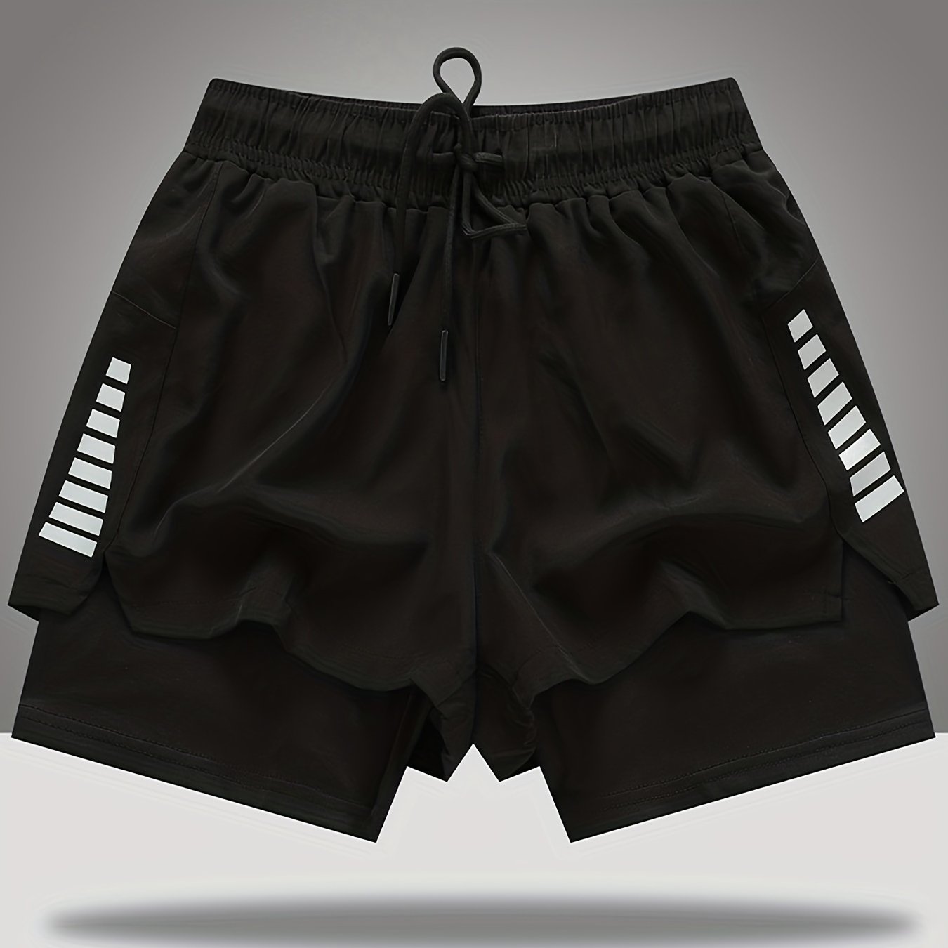 Double Layer Sports Shorts With Side Zipper Pocket