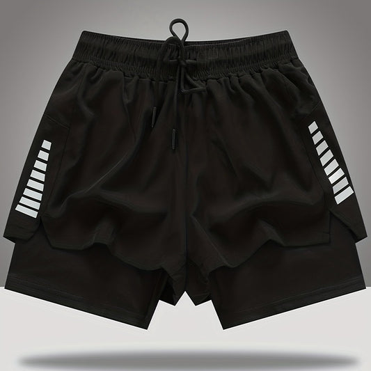 Double Layer Sports Shorts With Side Zipper Pocket