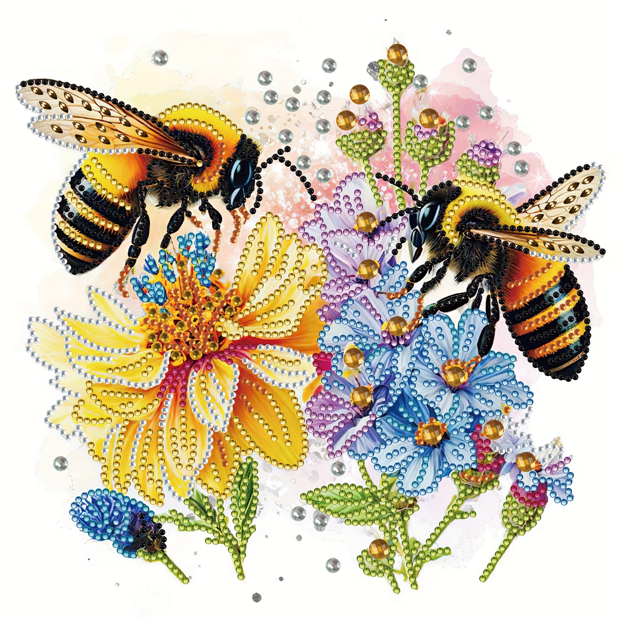 Bee & Flower Pattern 5D Diamond Painting Kit for DIY Home Wall Decor