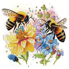 Bee & Flower Pattern 5D Diamond Painting Kit for DIY Home Wall Decor