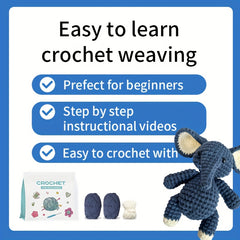 Crochet Kit For Beginners with Step by Step Tutorials Elephant