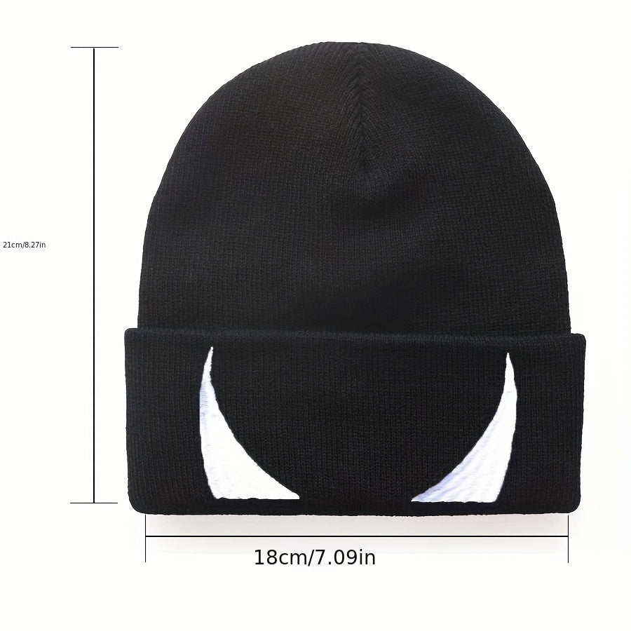 Men's Eye Embroidery Winter Soft Beanie Knitted Hat