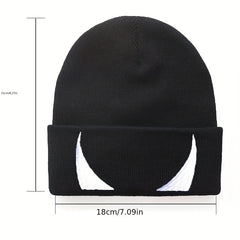 Men's Eye Embroidery Winter Soft Beanie Knitted Hat