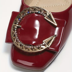 Women's Rhinestone Square Toe Slip On Shoes