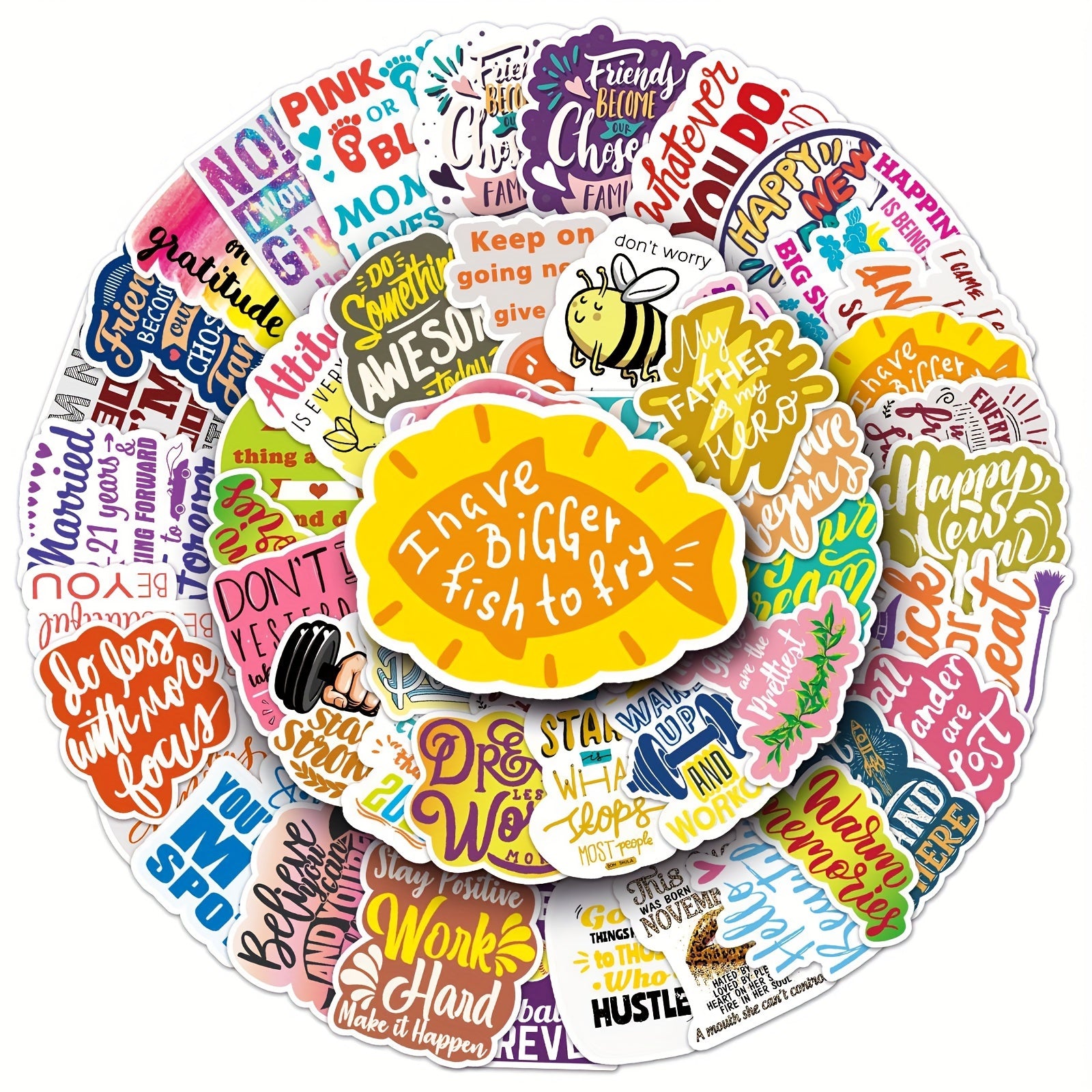 50pcs Inspirational Phrase Series Stickers for Phone Laptop Helmet Skateboard