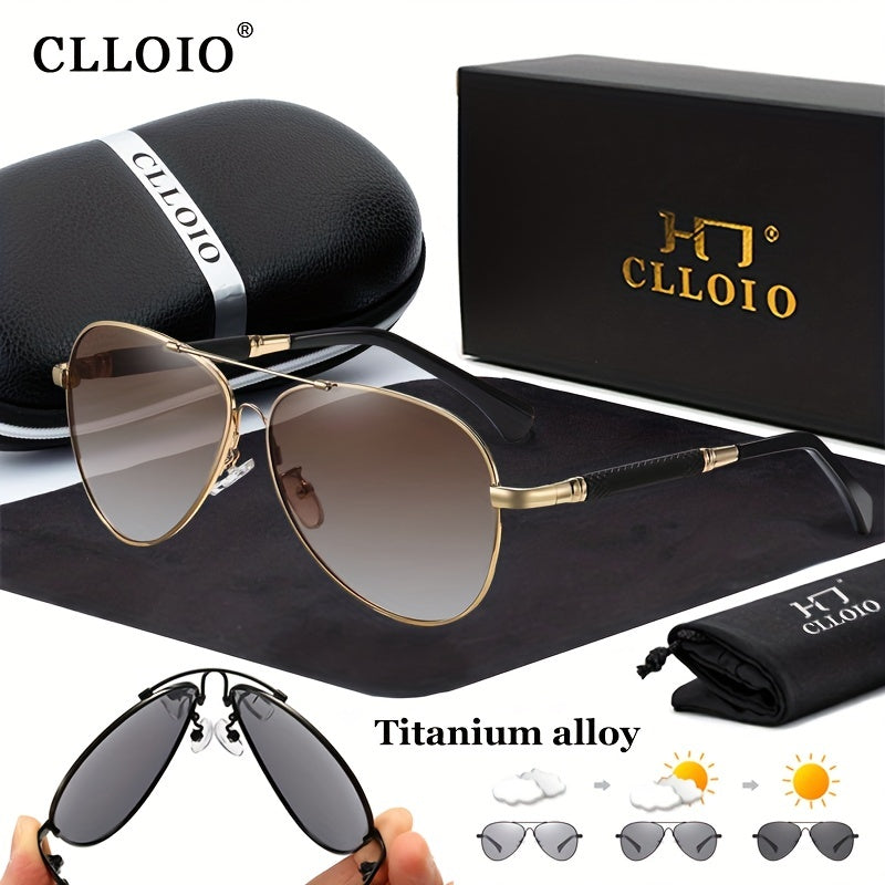 CLLOIO Titanium Alloy Polarized Sunglasses Unisex Gradient Lens