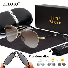 CLLOIO Titanium Alloy Polarized Sunglasses Unisex Gradient Lens