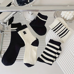 5 Pairs Men's Crew Socks for Autumn Winter Casual Running