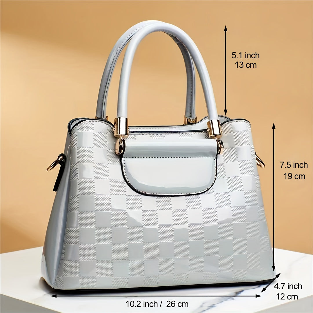 Plaid Pattern Handbag Crossbody Bag Top Handle Purse For Office