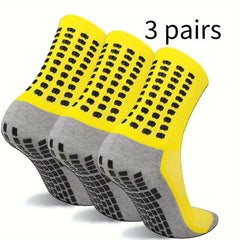 3 Pairs Men's Mid Crew Sport Socks Non Slip Breathable for Basketball Runn