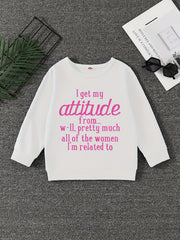 Girls Sweatshirt Attitude Print Crew Neck Long Sleeve Pullover For Pre Teens