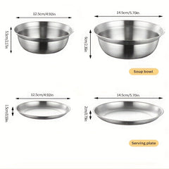 6pcs Stainless Steel Outdoor Cookware Set with Storage Bag