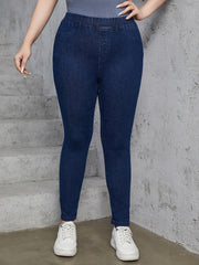 Solid High Rise Stretch Skinny Jeans