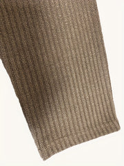Solid Ribbed Long Sleeve Open Front Knitted Cardigan