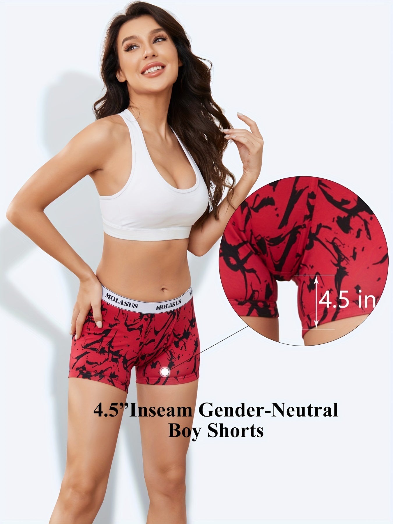 3pcs Random Print Boyshort Panties Soft & Comfortable Women's Lingerie