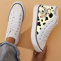 Bunny and Cow Printed High Top Sneakers for Women