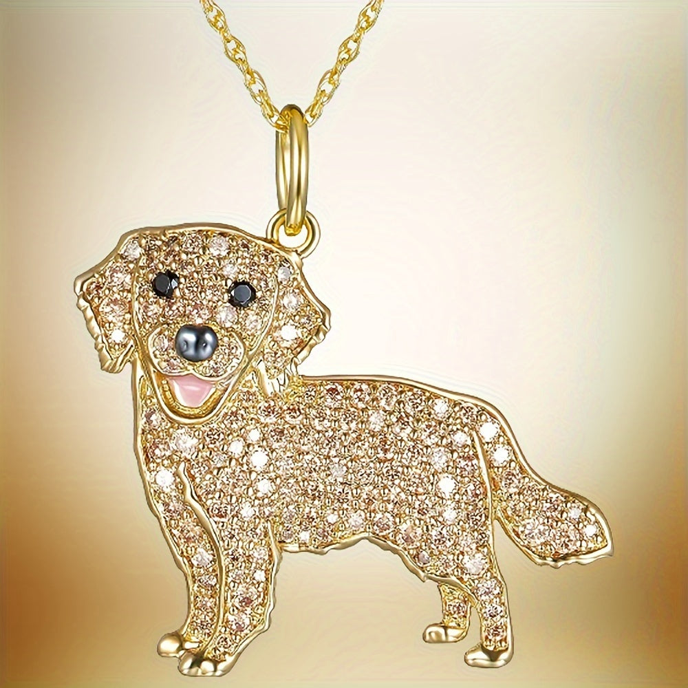 Golden Retriever Rhinestone Pet Pendant Necklace Dog Animal Jewelry