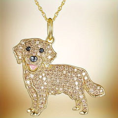Golden Retriever Rhinestone Pet Pendant Necklace Dog Animal Jewelry