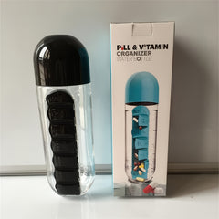 Aeyeele 600ml Water Bottle with Pill Box