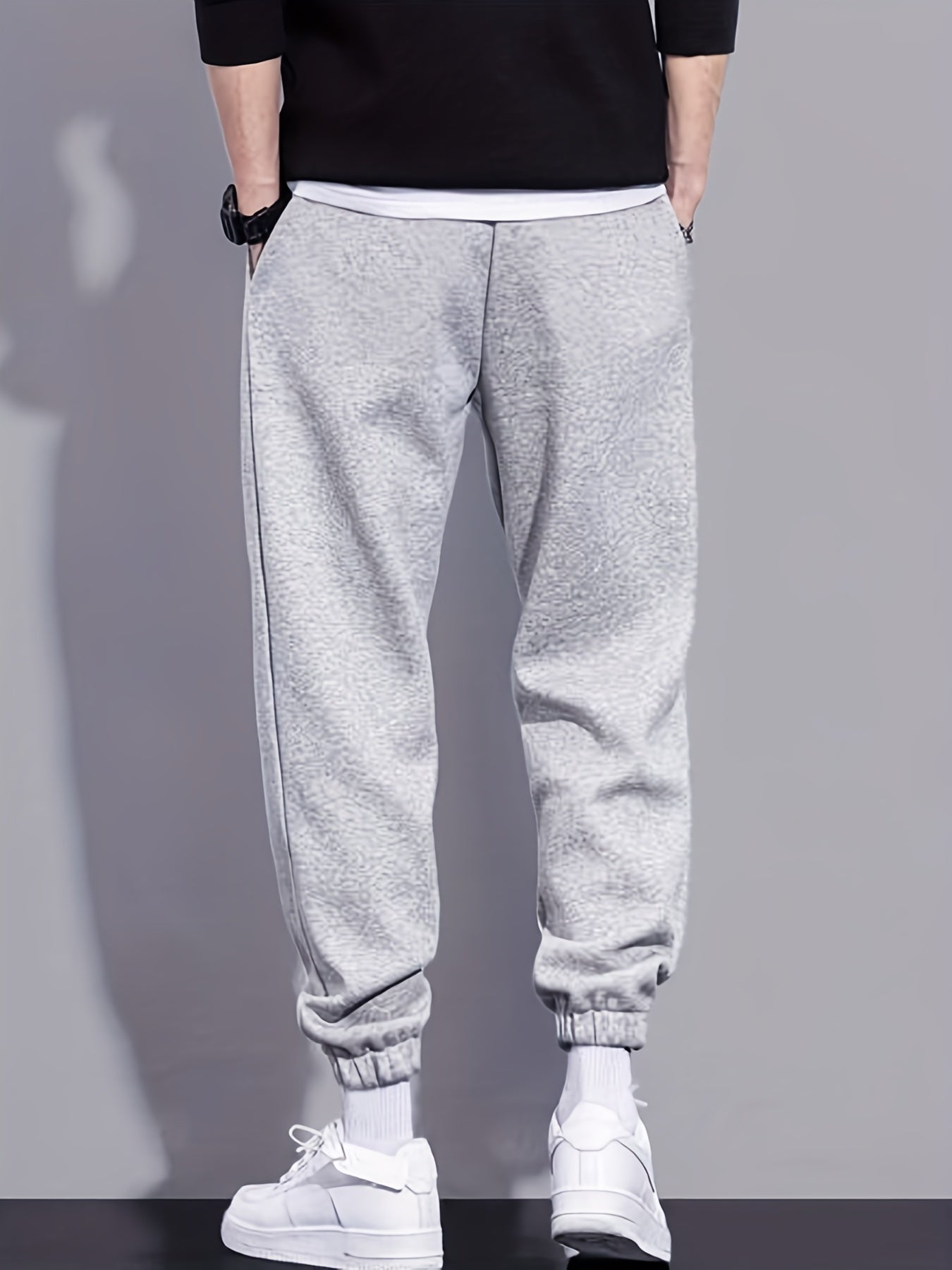 Solid Drawstring Sweatpants Loose Fit Casual Joggers For Spring Autumn