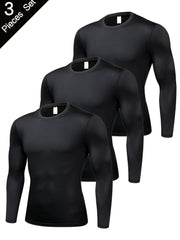 Men's Quick Drying Long Sleeve Shirt - High Stretch Crew Neck Undershirts