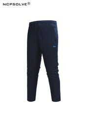 2pcs Men's Sports Suit Block Stand Collar Zip Up Jacket & Elastic Waist Pants
