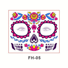 Fluorescent Halloween Face Sticker Tattoo - Masquerade Party Decoration