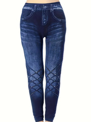 Denim Print High Rise Yoga Leggings